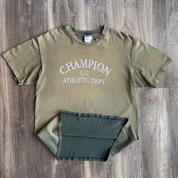 Vintage Sun Faded Gradient Champion T-Shirt Men's Size L Green WIP 1990s - Picture 1 of 7